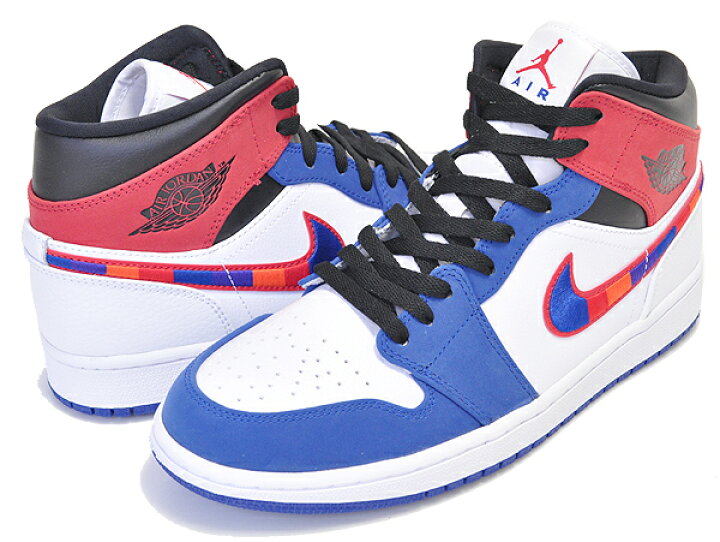 NIKE AIR JORDAN MID SE white/university red-rush blue 852542-146 ナイキ エアジョーダン ミッド スペシャルエディション スニーカー AJ1 アン ユニオン Multi Color Swoosh Sports Illustrated Union LIMITED EDT エアジョーダン AIR JORDAN ミッド カーキ 青色 ブルー 白色 ホワイト チーム 赤 レッド エアジョーダン