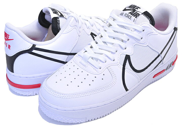 楽天市場】NIKE AIR FORCE 1 REACT white/black-university red cd4366  
