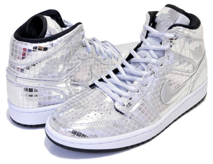 楽天市場】NIKE WMNS AIR JORDAN 1 MID SE Disco Ball metallic silver  