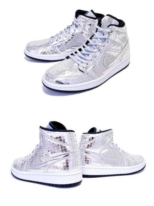 楽天市場】NIKE WMNS AIR JORDAN 1 MID SE Disco Ball metallic silver  