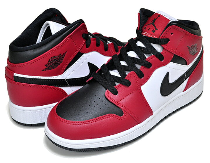 楽天市場】NIKE AIR JORDAN 1 MID (GS) black/black-gym red 554725  