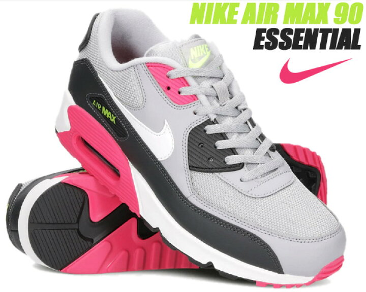 楽天市場】NIKE AIR MAX 90 ESSENTIAL wolf grey/wht-rush pink-volt 
