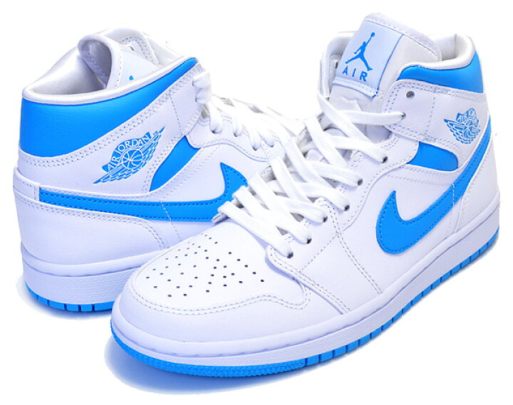 楽天市場】NIKE WMNS AIR JORDAN 1 MID white/dk powder blue-white  