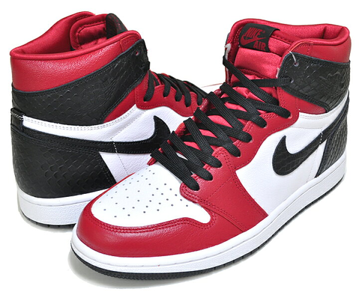 楽天市場】NIKE WMNS AIR JORDAN 1 HI OG SATIN SNAKE gym red/black  