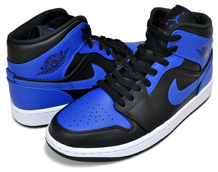 楽天市場】NIKE AIR JORDAN 1 MID black/hyper royal-white 554724-077 