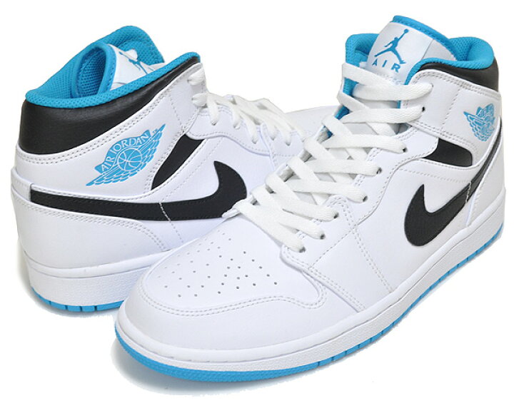 楽天市場】NIKE AIR JORDAN 1 MID white/laser blue-black 554724-141  