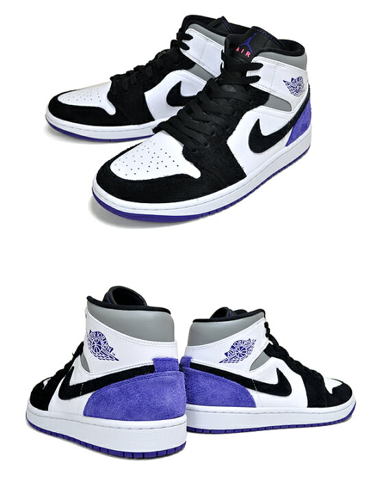 楽天市場】NIKE AIR JORDAN 1 MID SE white/court purple-black 852542  
