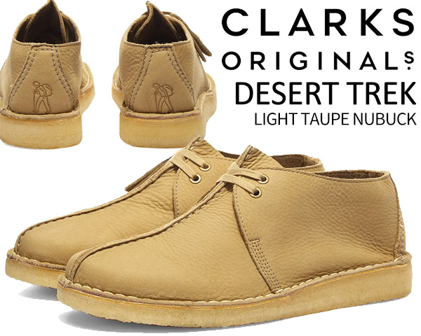 CLARKS DESERT セール特価 TREK LIGHT TAUPE 開催中 NUBUCK 26160224 FIT G クラークス メンズ シューズ ライトトープ デザートトレック ヌバック ブーツ クレープソール ベージュ