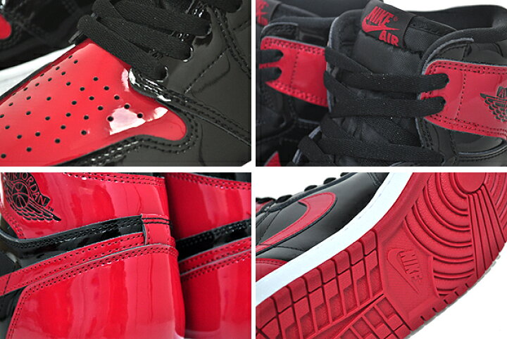 楽天市場】NIKE AIR JORDAN 1 RETRO HI OG PATENT BRED black/white  