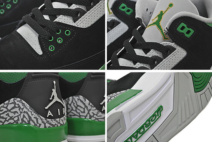 楽天市場】NIKE AIR JORDAN 3 RETRO black/pine green-silver-white 