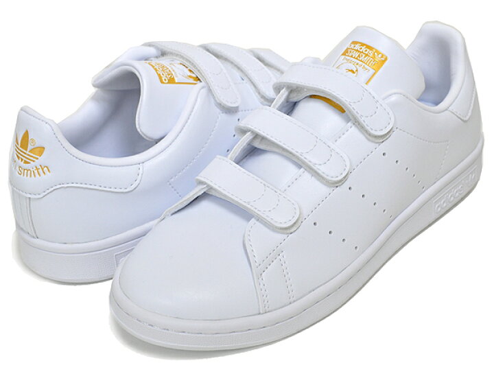 楽天市場 Adidas Stan Smith Cf Ftwwht Ftwwht Goldmt Fx5508 アディダス スタンスミス Cf ホワイト ゴールド スニーカー ベルクロ Primegreen ヴィーガン素材 Limited Edt