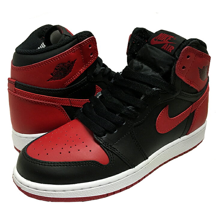 楽天市場】NIKE AIR JORDAN 1 RETRO HI OG BLACK/VARSITY RED-WHITE 