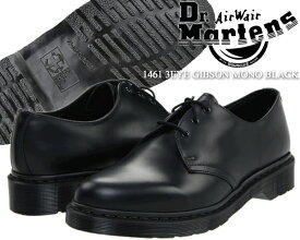 Dr.Martens 1461 3EYE GIBSON MONO BLACK 14345001 ドクターマーチン 3ホール ギブソン シューズ モノ ブラック 1461Z 3EYE GIBSON SHOE カジュアル ビジネス レザー メンズ 靴 黒