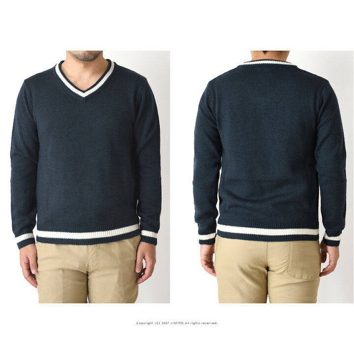 コットン ニット セーター メンズ オルテガ インディゴ クルーネック Vネック ジャガード 通販m15 注文割引