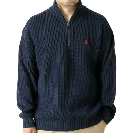 U.S.POLO ASSN ユーエスポロアッスン 7G 片畦編み ハーフジップセーター メンズ ビッグシルエット オーバーサイズ ユニセックス ブランド 【K2-1210】 送料無料