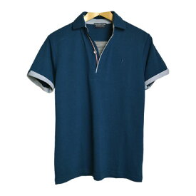 ポロシャツ メンズ 半袖 フェイクレイヤード ボーダー使いスキッパー ゴルフウェア 送料無料 通販A15【4Z0334】