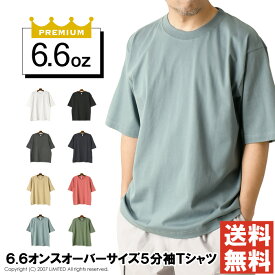 6.6オンス オーバーサイズ コンフォート 5分袖 Tシャツ メンズ 半袖 無地 カットソー ビッグt ヘビーウェイト 厚手 しっかり 【DF1103】 送料無料 通販A15