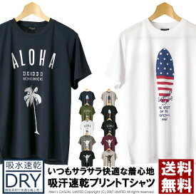 半袖 tシャツ メンズ 吸汗 速乾 ドライ ストレッチ アメカジ ロゴ サーフ プリント スポーツ アウトドア 送料無料 通販A1【RQ0833】