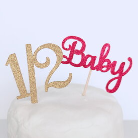ハーフバースデー 1/2とbaby ケーキトッパー セット ケーキ デコレーション 6ヵ月 半年 ハーフ 誕生日 バースデー ケーキ 飾り 装飾品 Half Birthday 紙製TP HF