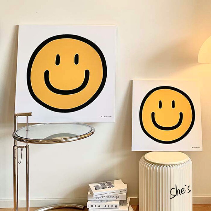 楽天市場 Smiley Art 30cm 30cm スマイリ にこちゃん ニコちゃん イラスト 四角 正方形 壁掛け 絵 イラスト 癒し インテリア オシャレ おしゃれ 装飾 線画 線画アート アートモダン インテリア Diy Shes