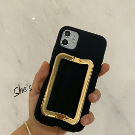 【 ゴールド グリップ iPhoneケース シリコン 】リング ハンド スマホ ケース 持ち手付き スマホケース スマホカバー iPhone14 iPhone7Plus iPhone8Plus iPhoneXR iPhoneXSMAX iPhone11 iPhone12 iPhone13 オシャレ クール 可愛い かわいい モード Shes