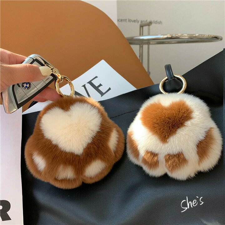 楽天市場】【 ラビットファー キャット キーホルダー 】ハート 猫 猫の 