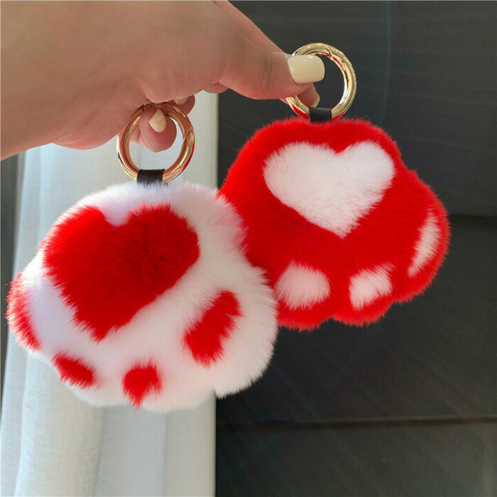 楽天市場】【 ラビットファー キャット キーホルダー 】ハート 猫 猫の 