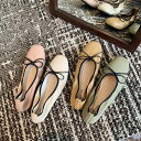 在庫限り！2点で半額クーポン♪【レザー パイピング フラットシューズ パンプス 】 配色 リボン シボ ソフトソール らくちん バレーシューズ 靴 シューズ カジュアル シンプル 大きいサイズ 小さいサイズ 柔らかい らくちん おしゃれ 軽量 軽い 送料無料 Shes