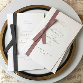 ブランシュ 招待状 10部セット 印刷なし 手作り キット ペーパーアイテム 結婚式 披露宴 ウエディング かわいい シンプル 上品 白 純白 リボン くすみ カラー ピンク グリーン