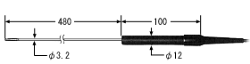 パイプ型液体・半固体用棒状プローブ(480mm)[使用限界温度:400℃]