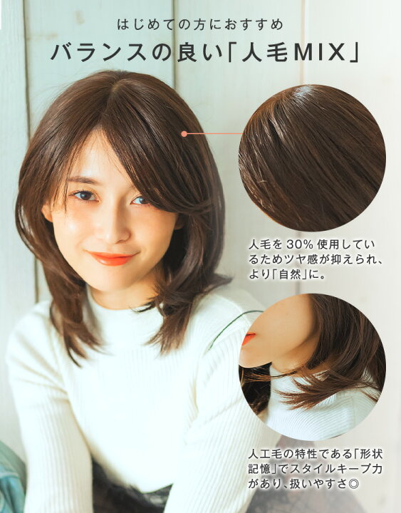 楽天市場】【返品保証あり】「天使のレイヤーセミディ 人毛MIX 
