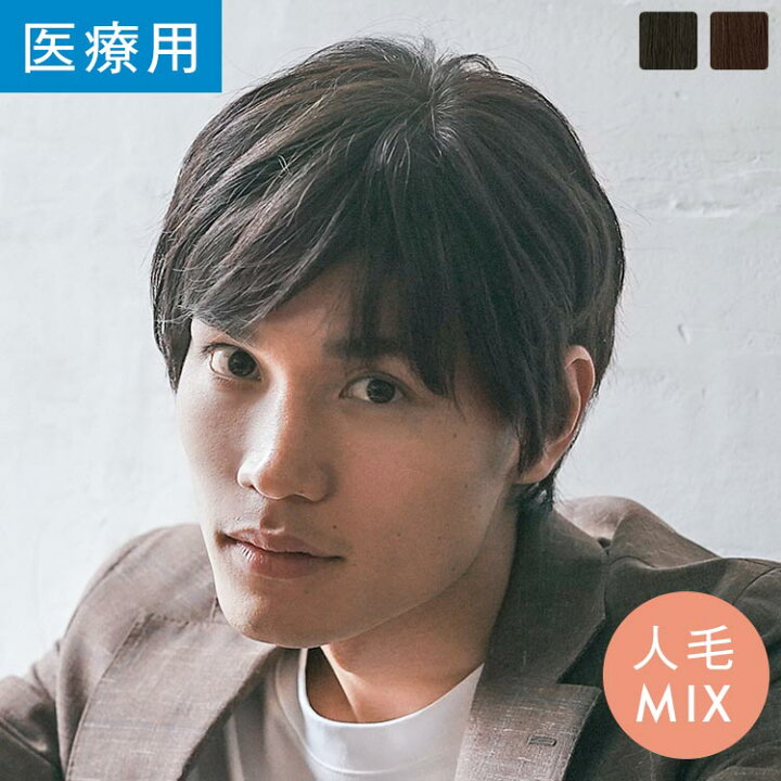 楽天市場 ウィッグ メンズ 人毛mix Mサイズ Lサイズ スリークショート人毛mix フルウィッグ 医療用 Lineastoria 送料無料 ショート 薄毛 白髪 脱毛 抗がん剤 ウィッグ エクステ Lineastoria