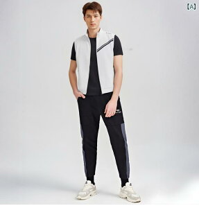 EVERIO ゴルフ ベスト 秋 メンズ 防風 薄手 背広 軽量 ノースリーブ トップス ホワイト ロイヤルブルー オレンジ グレー