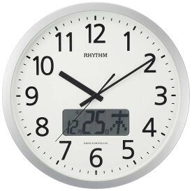 リズム(RHYTHM) 掛け時計 電波時計 オフィス 24回チャイム機能 時報機能 カレンダー シルバー Φ35.0×5.5cm オフィス用品 事務所 CITIZEN 4FN405SR19