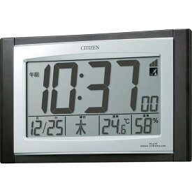 リズム(RHYTHM) 掛け時計 電波時計 デジタル 置き掛け兼用 温度 湿度 カレンダー 表示 茶 (木目仕上) 157×240×40mm CITIZEN パルデジットコンビR096 8RZ096-023