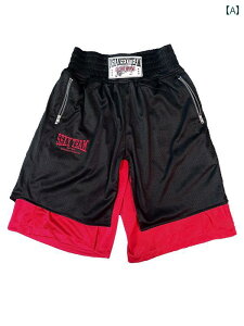 「 アジアン ホット チーム」 セクシー 東 アジア メッシュ ブラック& レッド ボクシング カプリ ショーツ.ストレートパンツ