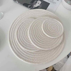 韓国製 無地 厚手 コースター 断熱 パッド おしゃれ ラウンド クロスコットン& リネン 織り レトロ 防火 プレート マット