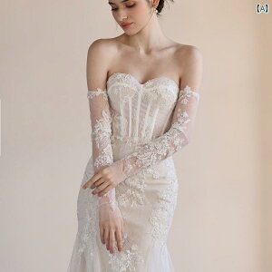 ビーズの レース 手袋 ウェディングドレスの アクセサリー ハンド スリーブ ハーフスリーブ 写真 撮影シンプル.オシャレ