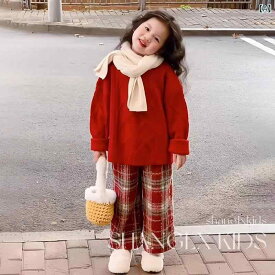 ニット キッズ 女の子 レッド クリスマス 秋冬 プルオーバー トップス セーター かわいい おしゃれ 伸縮性 普段使い 部屋着