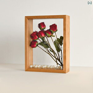 チェリー 立体 4 cm ほぞ 穴 DIY フォトフレーム 実物 標本 ドライフラワー 両面 透明 ディスプレイ 無垢材.シンプル