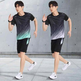 スポーツウェア メンズ セットアップ 夏用 薄手 半袖 Tシャツ ショートパンツ 上下セット 接触冷感 吸湿速乾 トレーニングウェア ランニング バスケットボール アウトドア カジュアル 普段使い ルームウェア 部屋着 ポリエステル