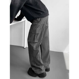 カーゴパンツ メンズ 多ポケット ワークパンツ ストレートパンツ イージーパンツ リラックスパンツ ルーズフィット ミリタリーパンツ カジュアルパンツ スポーティ 普段使い アウトドア 春夏 黒 ブラック グレー カーキ