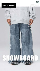 イミテーション デニム 3 L プラスベルベット 暖かい シングル& ダブル ボード スキー パンツ ストライプ アウトドア 防水 ルーズ