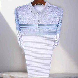 Tシャツ メンズ 男性用 長袖 薄手 襟付き ストライプ柄 ポリエステル混紡 トップス カットソー 普段使い カジュアル スタイル 秋(x12)