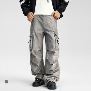 パンツ メンズ カーゴパンツ 作業着 ワークパンツ ゆったり ストレート ズボン 無地 普段使い アウトドア 秋冬 グレー グレー系