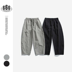 パンツ メンズ 男性用 レトロ カジュアル ワークパンツ ズボン ボトムス ルーズ ゆったり 涼しい 快適 無地 ポリエステル グレー ブラック