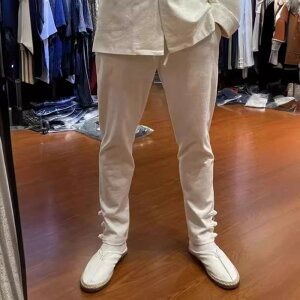 パンツ メンズ 男性用 カジュアルパンツ コットン テーパードパンツ ストレートパンツ 秋 伸縮性 ウエストゴム 紺色 黒 白 ワインレッド