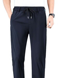 メンズ 桑蚕? 休?? 薄手 ストレート 伸縮性 ウエストゴム ロングパンツ イージーパンツ 男性用 普段使い
