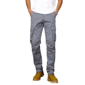 パンツ メンズ 男性用 ワークパンツ カーゴパンツ ワイド ストレート 薄手 ウエストゴム 綿 混紡 無地 スプリング 夏 カジュアル 普段使い 部屋着 30 31 32 34 38 40 浅グレー 杏色 黄緑