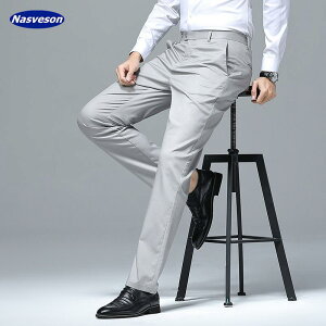 カジュアルパンツ メンズ 男性用 ビジネス スラックス ストレート 薄手 接触冷感 桑蚕?混紡 ウエストゴム 40代 50代 ポケット付き